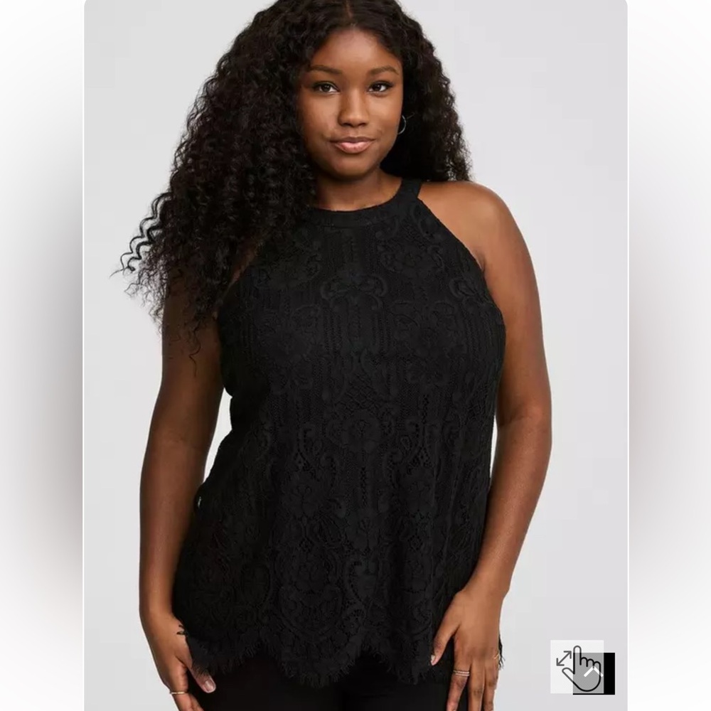 Mixed lace Goddess Black Lace Halter Top
